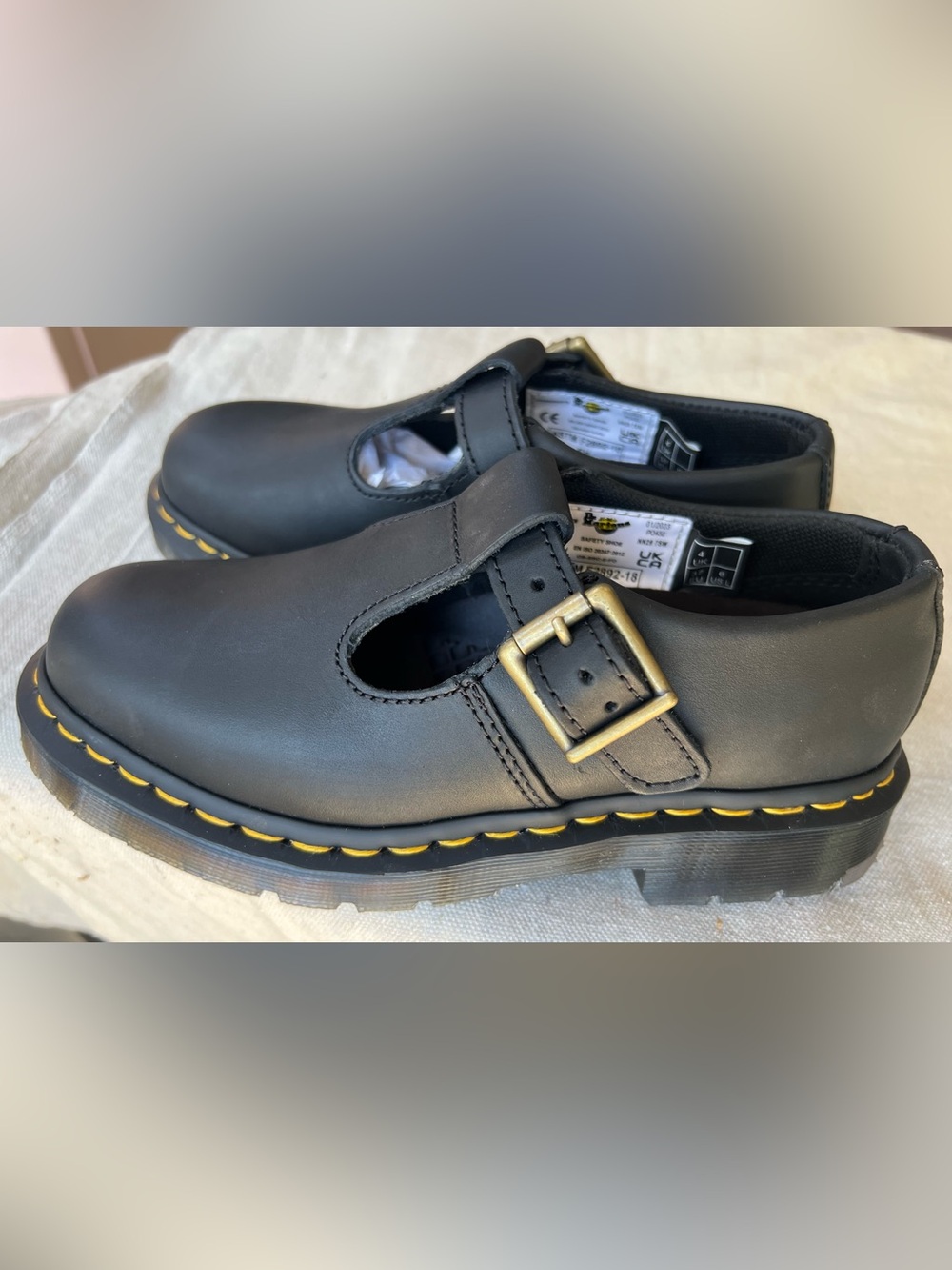 Dr. Martens Black unisex T-Bar Shoes with Yellow Stitching size 7 for women’s - Picture 11 of 11